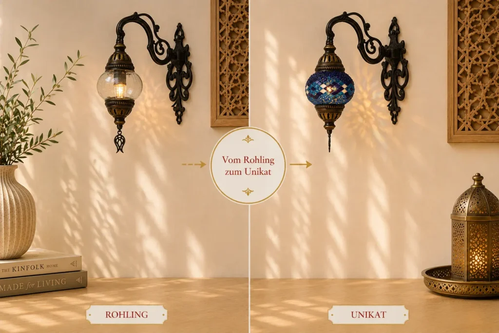 Castle Light Mosaiklampe – vom Lampenrohling zur fertigen orientalischen Mosaiklampe
