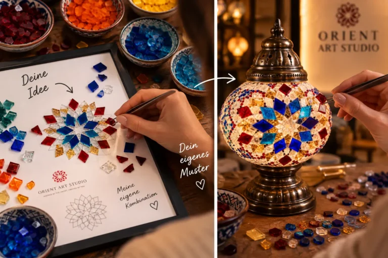 Eigenes Muster für eine Mosaiklampe beim Workshop in Berlin gestalten