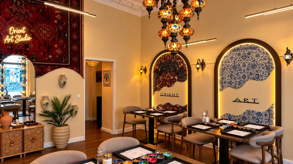 Innenansicht eines Mosaiklampen-Workshops im Orient Art Studio Kreuzberg